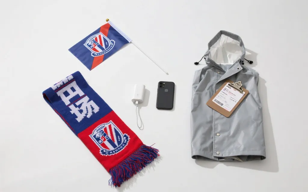 平铺展示可入场应援装备与打包清单的视觉